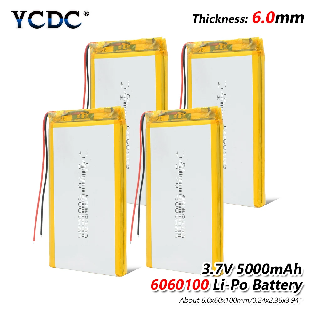 

1/2/4x Li Po Li-ion Batteries Lithium Polymer Battery 3 7 V Lipo Li Ion Rechargeable Lithium-ion 6060100 5000mAh Bateria Replace