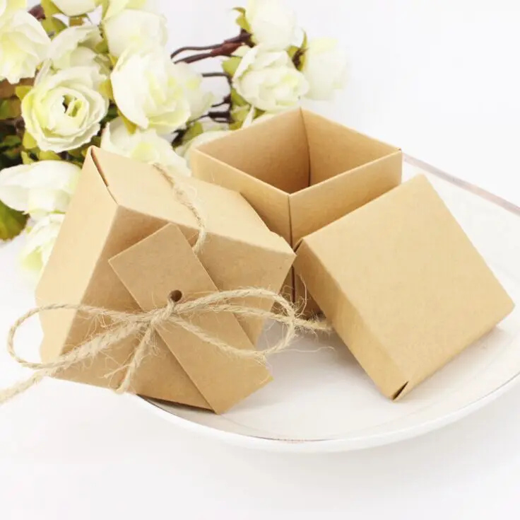 Free Shipping 50pcs Kraft Paper Square Chocolate Bo Favor Free Shipping 50pcs Kraft Paper Square Chocolate Bo Favor Wedding Candy Box Gift With Cards Hemp Rope Supplies In Bags Wring