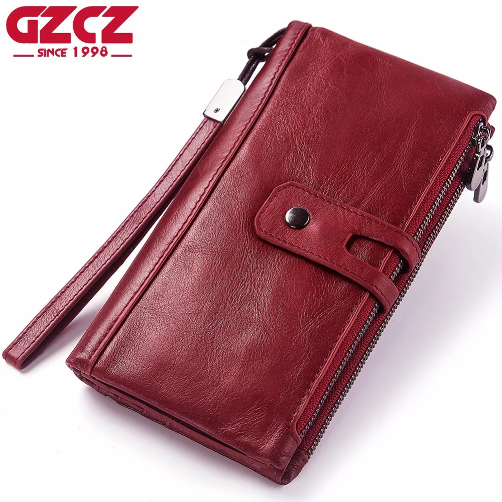 Женские кошельки GZCZ из натуральной кожи Длинный дизайнерский модный клатч для