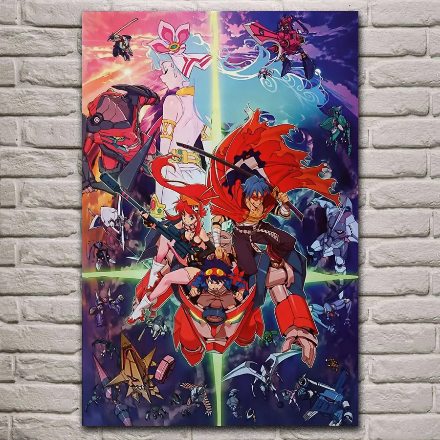 

anime Tengen Toppa Gurren Lagann Littner Yoko Simon Kamina fabric poster living room home wall decorative canvas silk art print