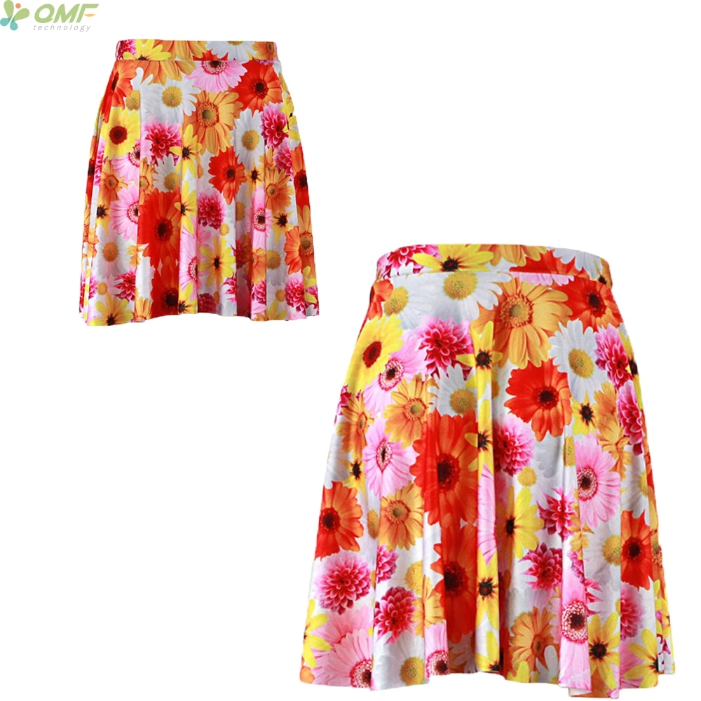 Colorful Sunflowers Print Summer Shorts Skirts Slim Skater Skirts