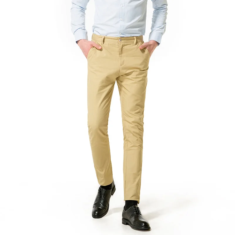 Mens Straight Hot Solid Slacks Trousers Formal Business Pants Slim Fit 10 clolor