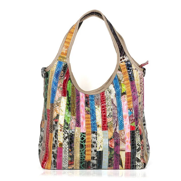 Бренд iPinee, красочная змея, узор, женская сумка, натуральная кожа, модная женская сумка через плечо из настоящей воловьей кожи, сумки - Цвет: Многоцветный