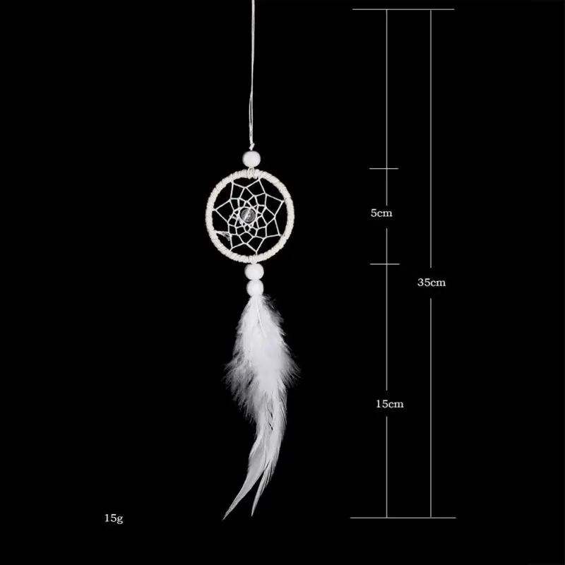 

Mini Feather Car Dreamcatcher Pure White Dream Catcher Wall Hanging Decor Home Wind Chimes Ornaments