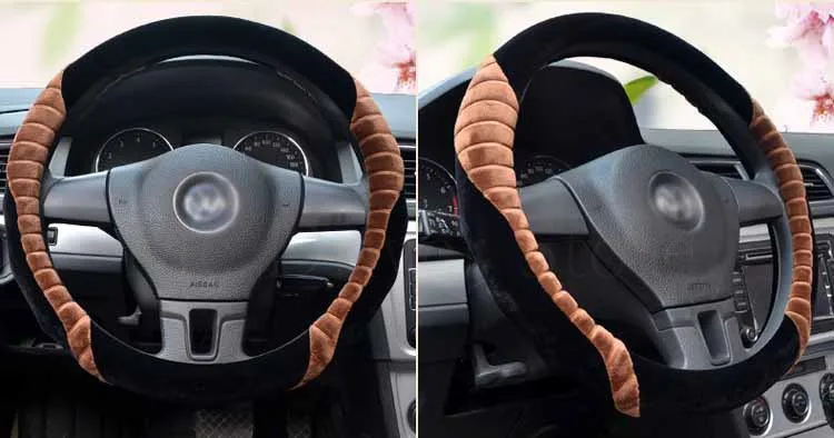 Cobertura de Volante de Pelúcia Capas de Rodas de Automóvel Transporte da Gota Inverno Cores Pele Carro Volante Case 35 - 36 37 38 39 40 cm 6 19 Capas p/ direção