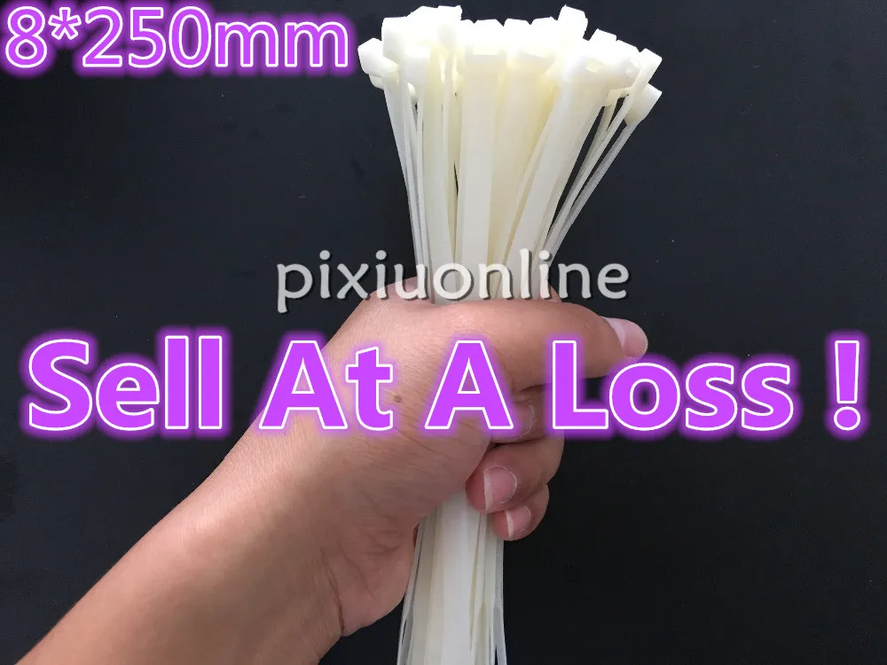 50 개/갑/팩 DS176B 8*250mm 너비 5.1mm 공장 표준 자동 잠금 흰색 나일론 케이블 타이 와이어 우편 넥타이 손실 미국에서 판매