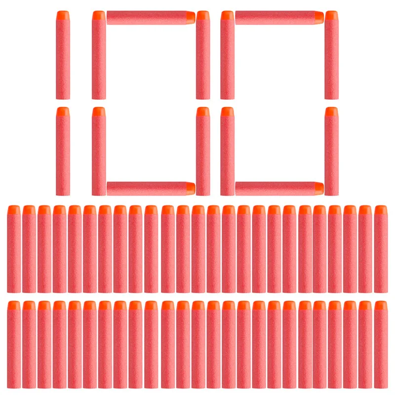 100 шт флуоресцентная дротика для заправки универсальных стандартных круглых головок полые пули из пенопласта для игрушечного пистолета Nerf N-strike Elite Series - Цвет: Red