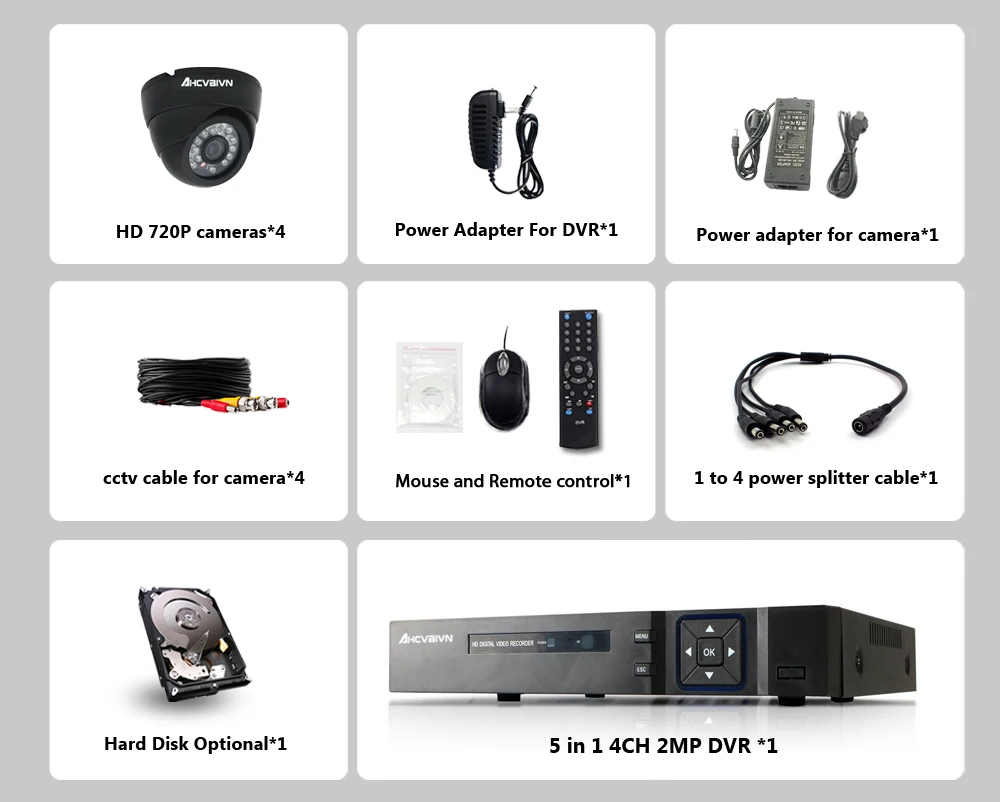 AHD 4CH CCTV Системы полный 1080 P/720 P HDMI DVR Onvif 720 P 2000TVL AHD CCTV Камера набор Главная Безопасность Системы наблюдения комплект 1 ТБ