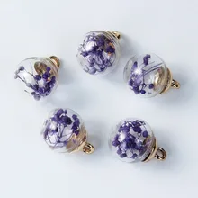 DoreenBeads DIY подвесные стеклянные бусы, амулеты, бутылки, цветные высушенные цветы, прозрачные 22 мм x 16 мм(7/" x 5/8")-21 мм x 16 мм, 5 шт
