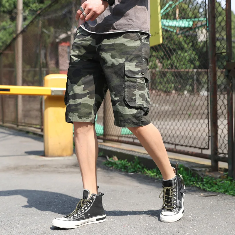 Мужские шорты Карго крутой камуфляж Лето Горячая Распродажа хлопок повседневные мужские короткие штаны Удобная брендовая одежда камуфляж мужские карго шорты