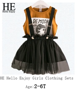 HE Hello Enjoy/Семейные Комплекты для старших сестер и братьев Осенняя футболка с короткими рукавами и граффити+ юбка/шорты