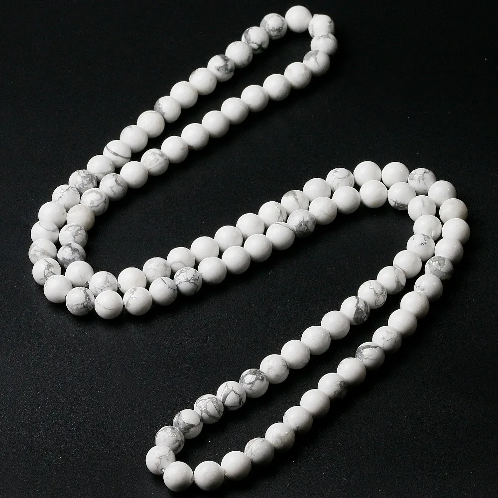 Мужское ожерелье с бусинами White Howlite украшение из натурального камня 8 мм