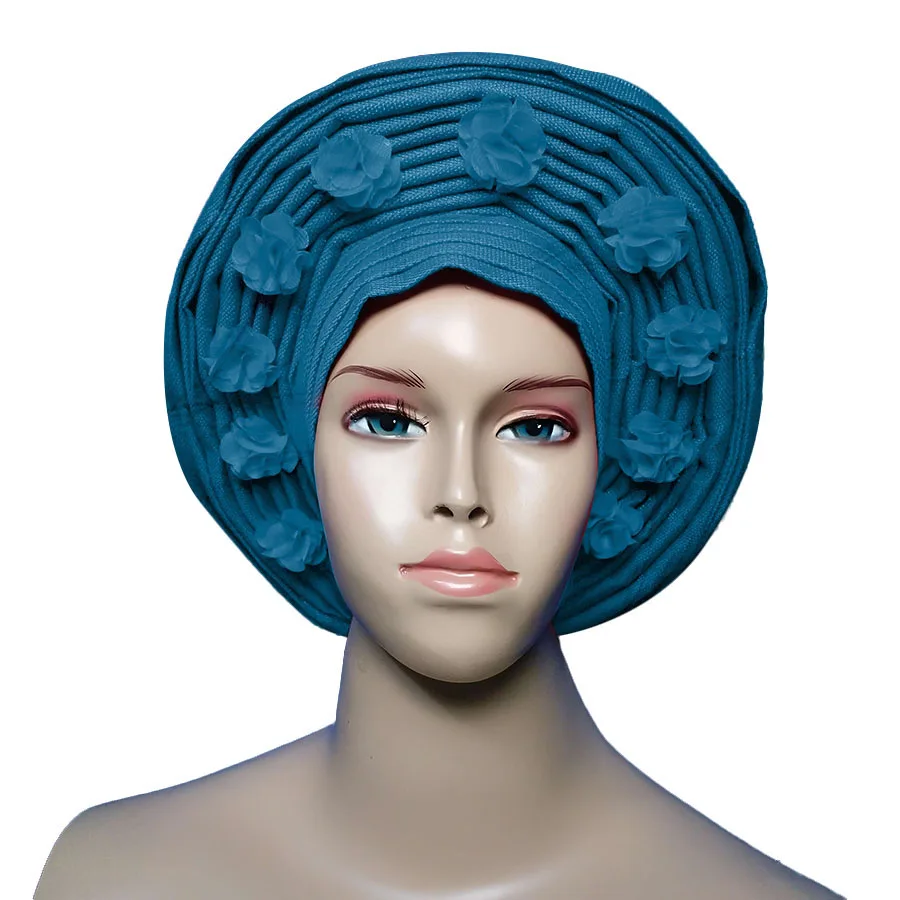 ASO OKE gele с бусинами тюрбан в африканском стиле в авто gele - Цвет: turquoise