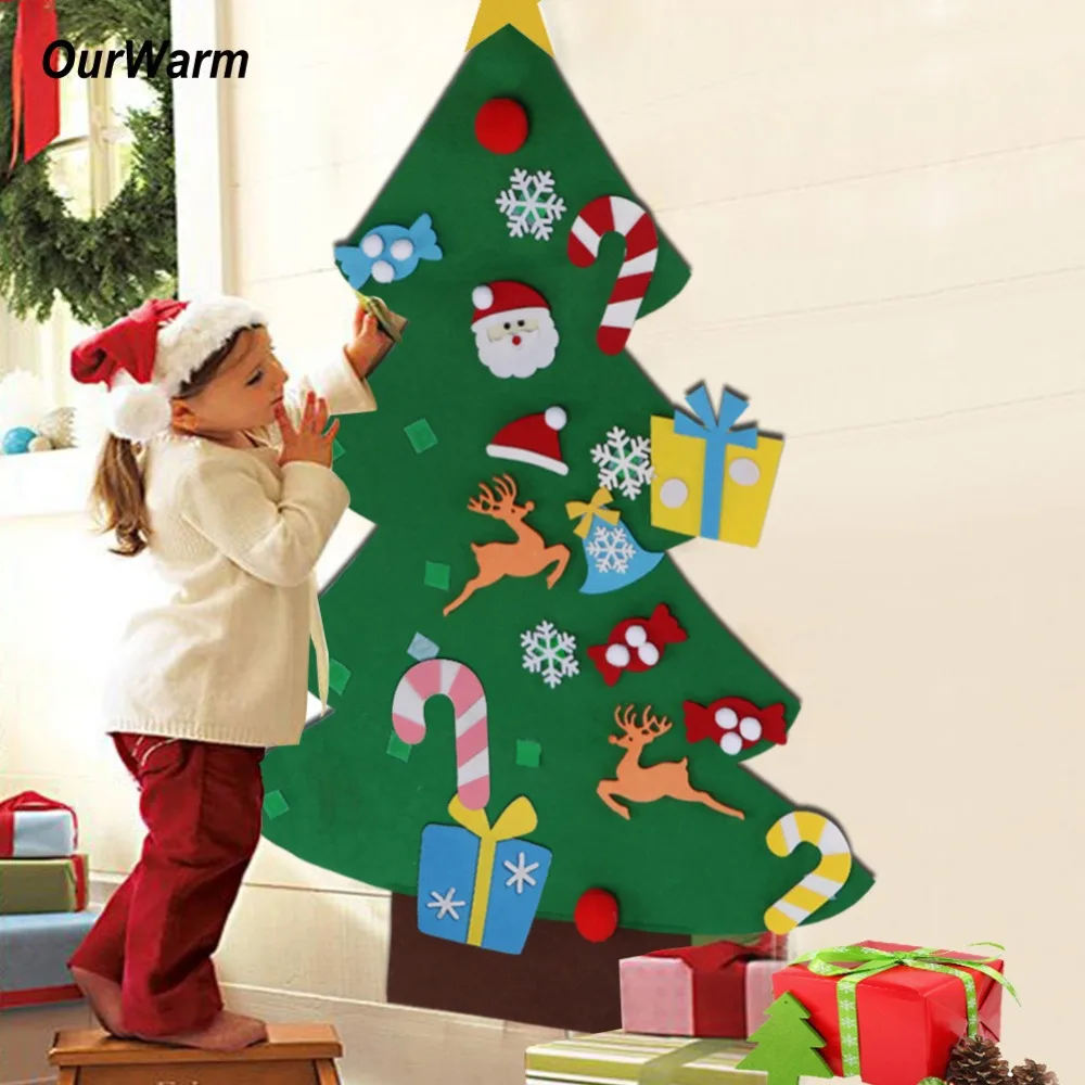 OurWarm DIY Felt Christmas Tree Door Wall Hanging Kids Gifts Party Supplies Christmas Tree Set Ornament