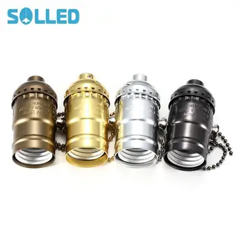 

SOLLED E26 E27 Retro Edison Lamp Holder with Manumotive Chain Switch Light Base for Home Office Business