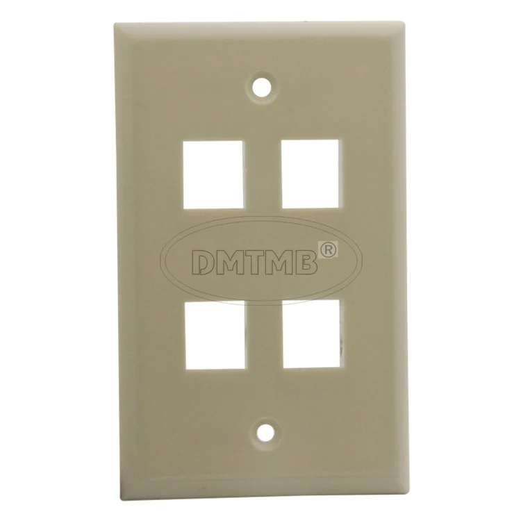 4 ports keystone wall plate with 114 X 70mm and light almond colorin