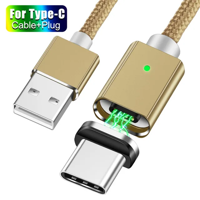 Магнитный кабель Micro usb type C адаптер для быстрой зарядки телефона type-C магнитное зарядное устройство USB C для iphone xiaomi samsung кабель Microusb - Цвет: Gold Type C Cable