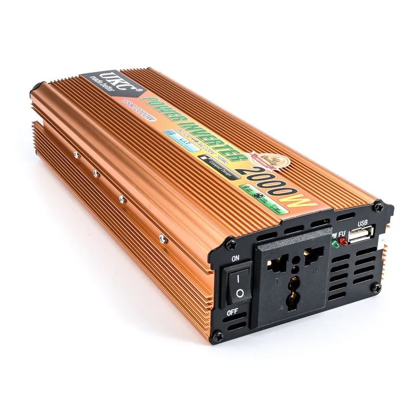

1200W DC 12V AC 110V/220V Vehicle Car Inverter Power Supply Car Charger Adapter Converter Modified Sine Wave Peak 2000W