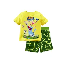 QD-01 OGGY комплекты детской одежды для мальчиков футболка с короткими рукавами и рисунком+ шорты для детей 2-7 лет