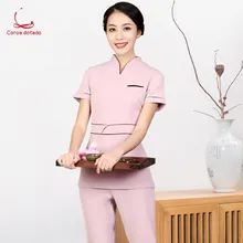 Салонный косметолог Рабочий костюм, ванна для ног, техник массажа ног, весна/лето короткий рукав костюм