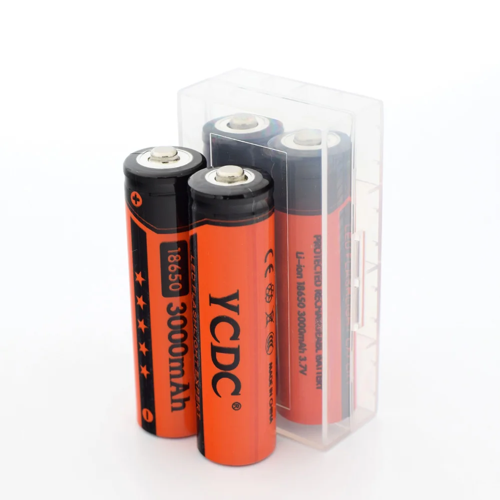 YCDC 2x литий-ионные 18650 аккумуляторные батареи 3,7 V 3000mAh литиевая батарея для 3,7 v power Bank фонарик батарея белый Batery Box