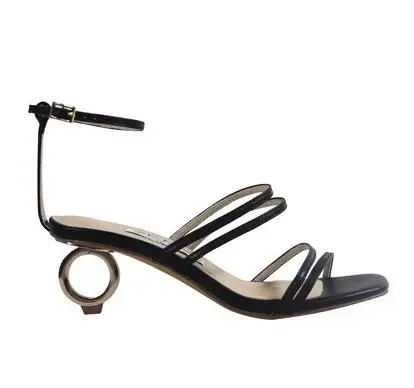 Черный Moraima Snc Summer Fashion Strange Heels Woman Sandal Open Toe Leather Ankle Strap Cutouts Gladiator Shoes Sexy Dress Heels - Цвет: Черный