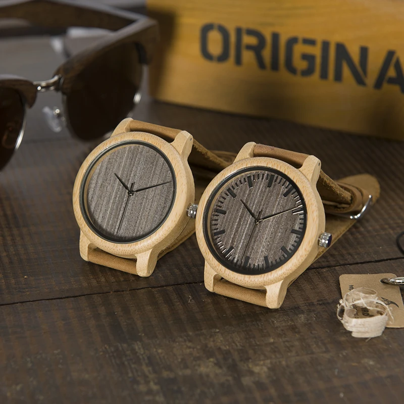 BOBO BIRD WL10 Womens Casual Antique Round Bamboo Wooden Watch for Men Leather Strap Lady Watches Top Brand Luxury Wrist Watch