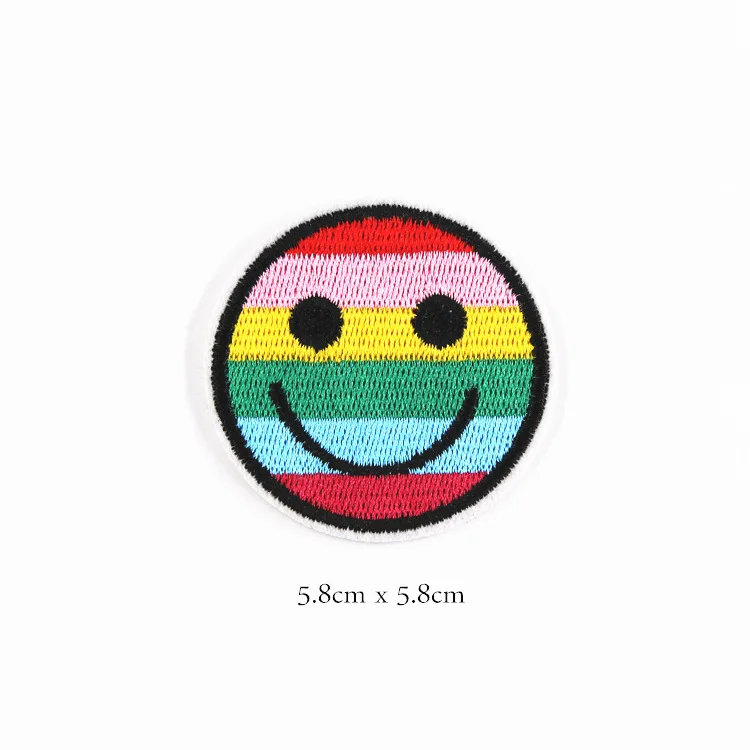

Colored Smile Face Patches for Clothes DIY Stripes Iron on Appliques Thermo Clothing Stickers Embroidery Female Rights Badges @D