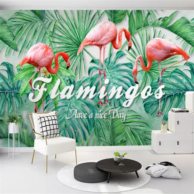 

beibehang Custom fashion papel de parede 3d wallpaper Nordic hand-painted vintage palm banana leaves living room TV background