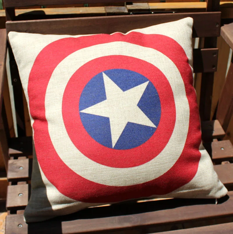 Captain America pillow cover, superhero Avengers Captain America cartoon throw pillow case