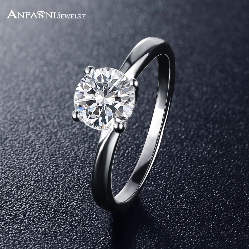 

ANFASNI Unique Design Elegent Wedding Rings Silver Color Tiny Round Shape Zirconia Ring Jewelry Anel Feminino CRI0390-B