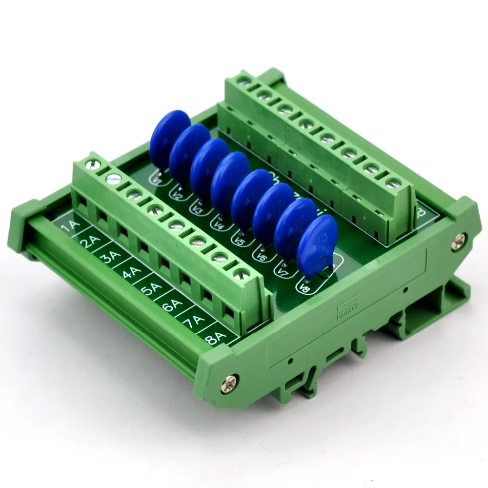 8 Каналы индивидуальных DIN Rail 60 V siov Варистор Защита от перенапряжения СПД модуль