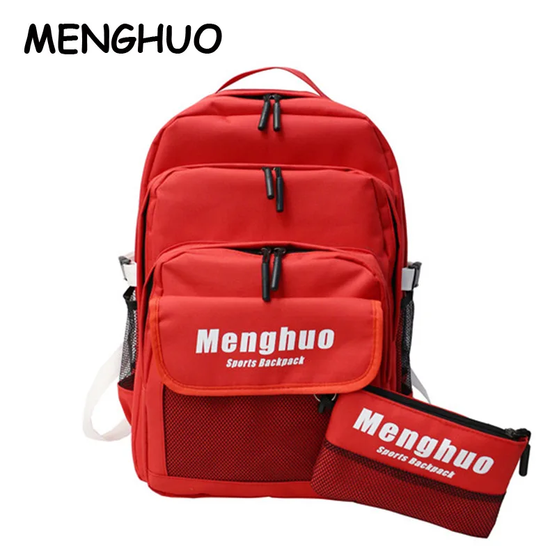 

Menghuo Two-Piece Composite Bag Oxford Cloth Unisex Backpack New Fashion Printed Letters Large Capacity Multi-layer Travel Bag
