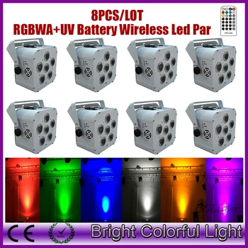 

8XLot DHLfree Shipping Factory direct 6*18w 6 in1 RGBWA+UV Wireless dmx IR control led par cans battery powered led up lights