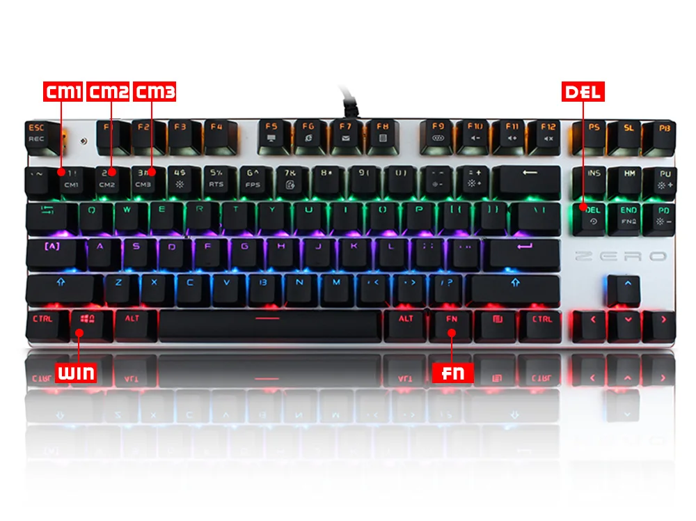 Me Too Original gaming Mechanical Keyboard 87 key Wired keyboard blue/red/black switch Backlit Keyboard English/Russian/Spanish