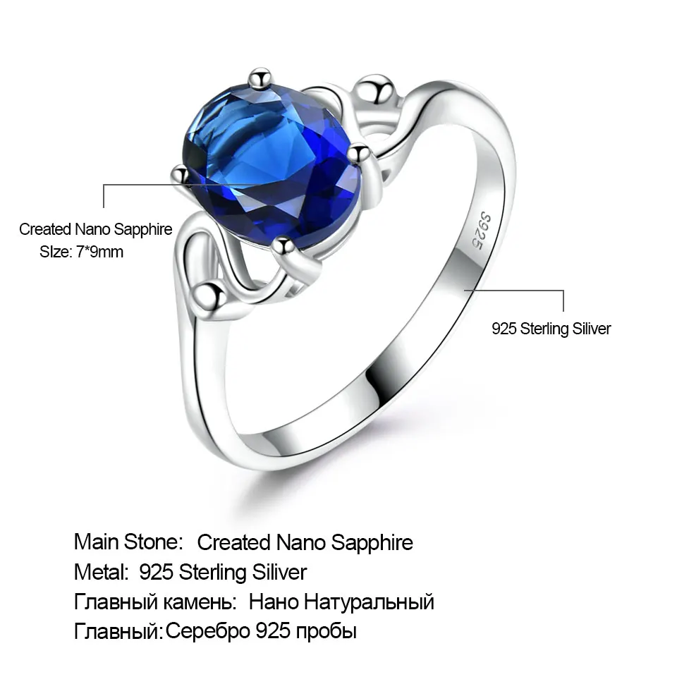 UMCHO Solid 925 Sterling Silver Jewelry Created Blue Sapphire Wedding Rings Best Anniversary Gift For Women Fine Jewelry
