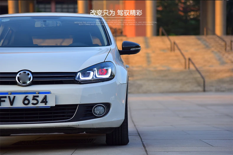 KOWELL автомобильный Стайлинг для VW Golf 6 для Mk6 фара R20 светодиодный DRL движущийся сигнал H7 D2H HID Bi Xenon