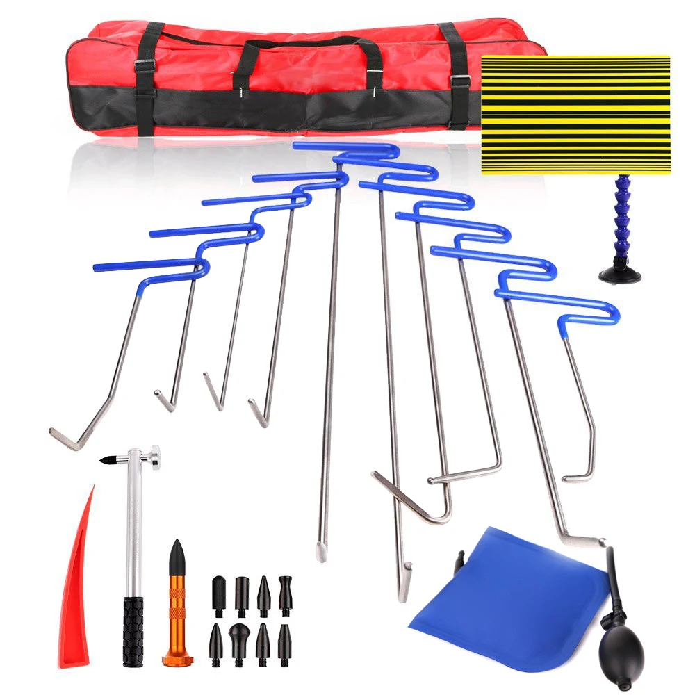 

PDR Tools Paintless Dent Repair Kit 10pcs PDR Rod Hooks Kit Reflector Tap Down PDR Set Tools For Car Dent Repair tools hand tool