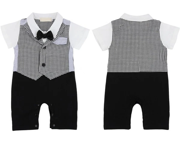 

Fashion Baby Boys Set Grey Jumpsuit for Newborn Toddler Infant Clothing Bow Tie Rompers + Vest + Plaid T-shirt + pants Baby suit