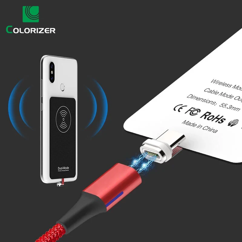 Магнитный беспроводной зарядный приемник Qi USB кабель для iPhone Samsung Huawei