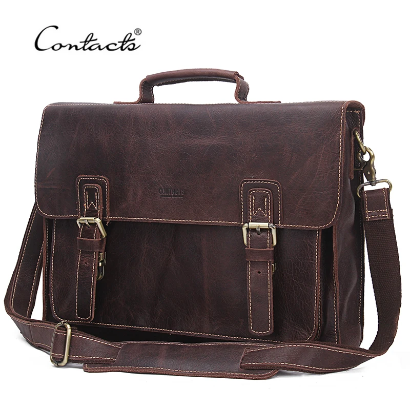 Prix pour CONTACT'S 2017 Nouveau Bandoulière Sacs Hommes Véritable Cuir Vintage Boucle cover Designer 14 pouces Grand Messenger Sacs Pour Hommes Prix pour CONTACT'S 2017 Nouveau Bandoulière Sacs Hommes Véritable Cuir Vintage Boucle cover Designer 14 pouces Grand Messenger Sacs Pour Hommes