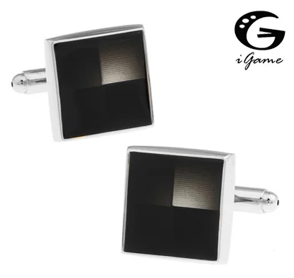 

iGame Factory Price Retail Men's Cufflinks Black Color Brass Matrial Enamel Design Cuff Links