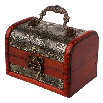 

Small Vintage Jewelry Box Treasure Organizer Handmade Wooden Locking Case Makeup Organizer Box