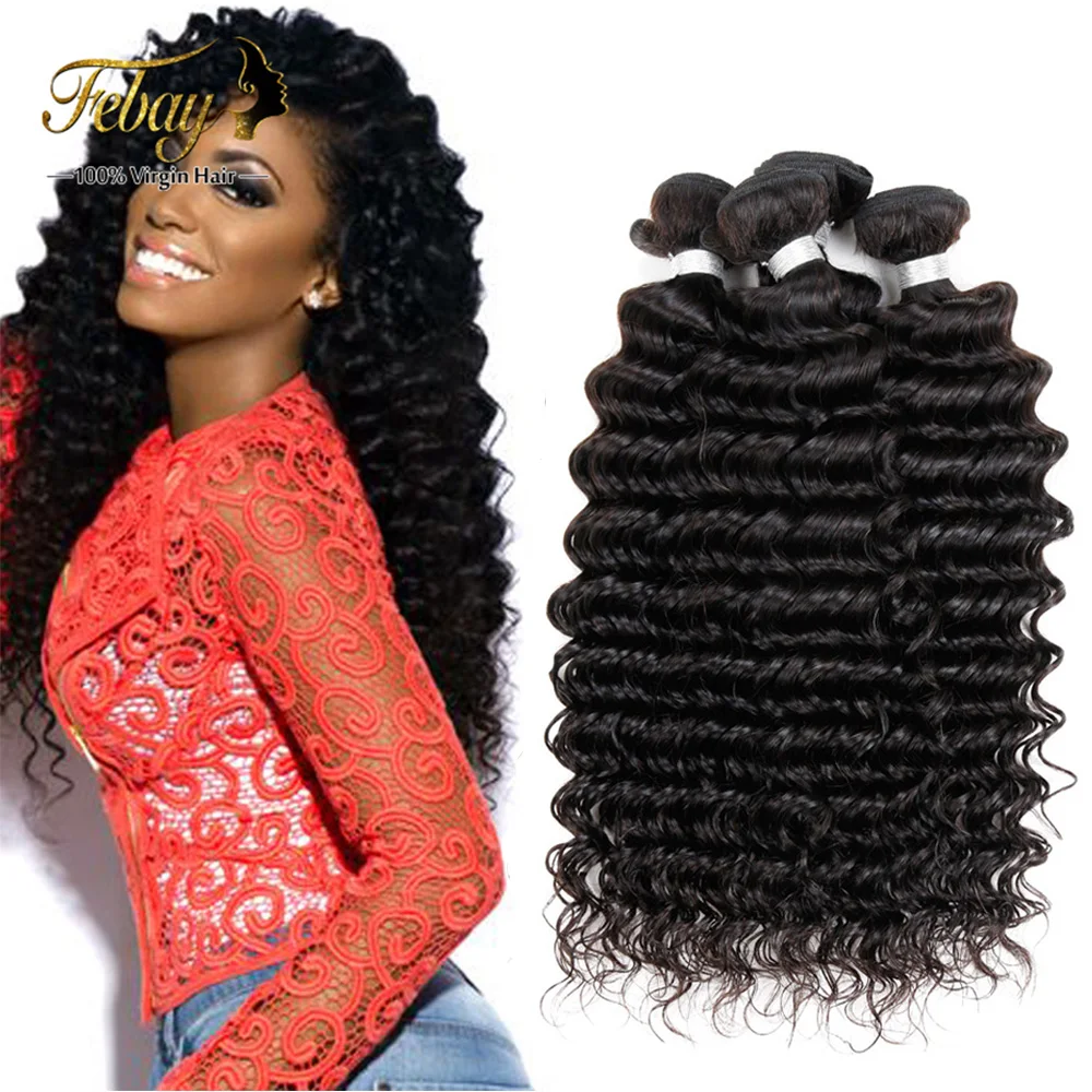 Hot sell 7A Unprocessed Brazilian Virgin Hair Deep Wave 100%Human Hair Extension Human Hair Weave Bundles Brazilian Deep Wave