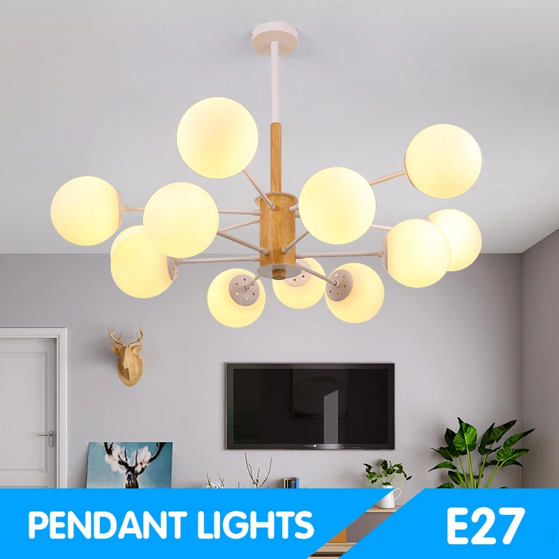 

Green Eye Nordic pendant lights With Iron Lampshade For Living Room led bulb AC 110V 220V Modern Wooden Lustres hanglamp