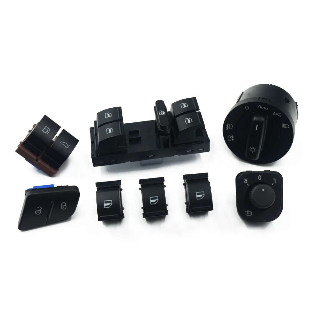 

Lock / unlock tailgate & fuel flap Window headlight mirror switch for VW Passat b6 3c 2006-2011 1K0941431A 1K0959565K 1F0959855