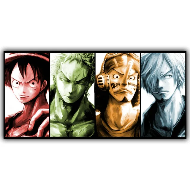 日本のアニメワンピースルフィロロノア ゾロウソサンジポスター寝室装飾芸術シルク壁紙dm365 One Piece Luffy Wallpaper Silk Posterart Poster Aliexpress