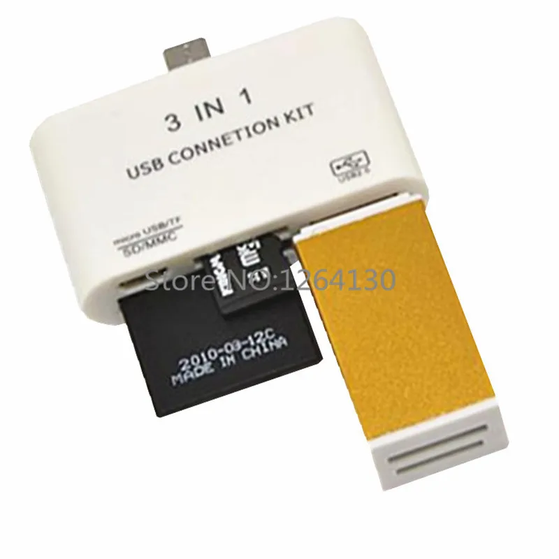 

3 in 1 Micro USB OTG Cable micro SD TF U disk Card Reader HUB For Samsung Galaxy S5 S4 Note3 Free Shipping