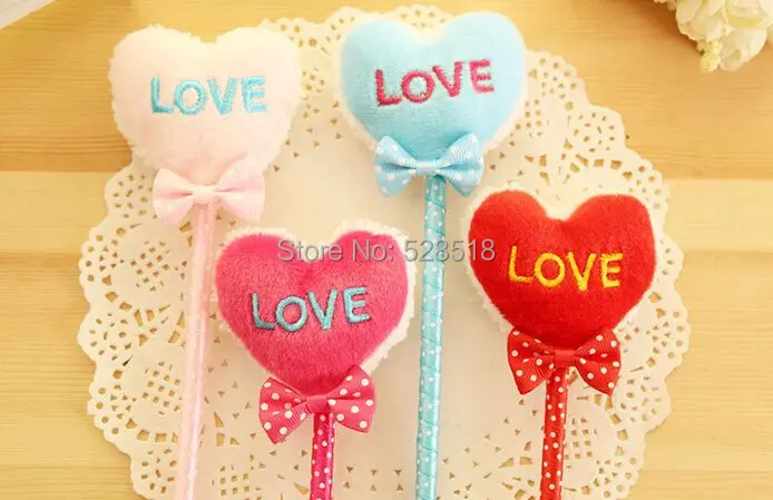 10pcs/lot School Stationery Love Shape Fluffy Pen Candy Color Plastic Ball-point | Канцтовары для офиса и дома