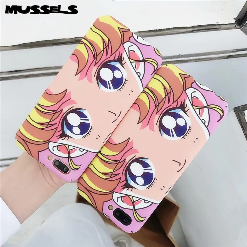 

MUSSELS Sailor Moon Anime PC Phone Case For iPhone 7 8 Plus X XR Case For iPhone 6 6s Plus XS Max Hard Plastic Phone Cover Coque